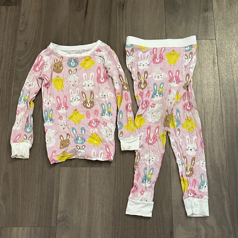 Little Sleepies Pink Bunny and Chick Pajama Set 2T